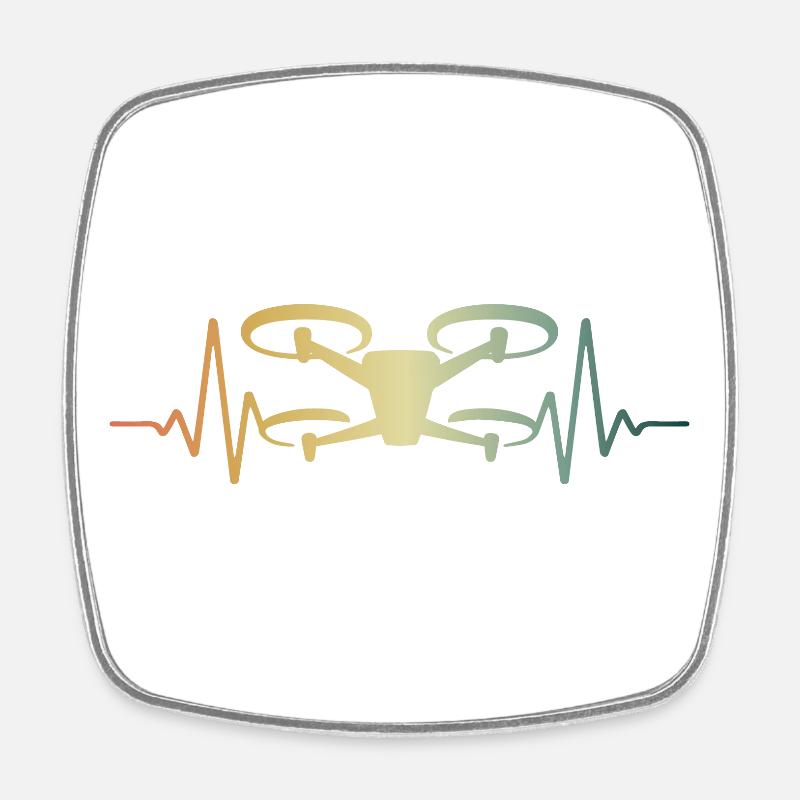 Heartbeat Drone Drones ECG Pulse - Magnet carré - blanc