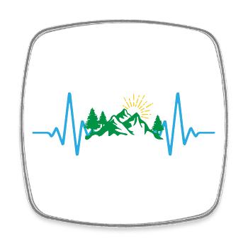 Heartbeat Mountains | Colors can be changed - Square fridge magnet - white - Front