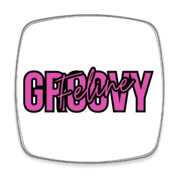 Groovy félin - Magnet carré - blanc - Devant
