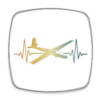 Heartbeat Glider ECG Pulse Gliding - Square fridge magnet - white - Front