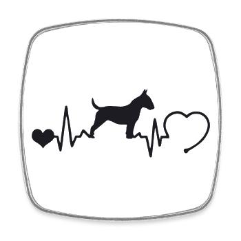 Bullterrier mit Herzschlag - Viereckiger Kühlschrankmagnet - Weiß - Vorne