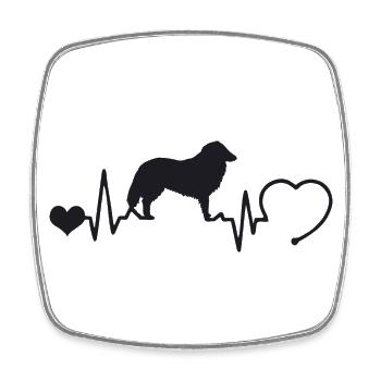 Collie mit Herzschlag - Viereckiger Kühlschrankmagnet - Weiß - Vorne