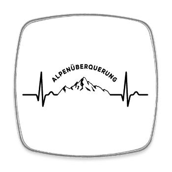 Alpenüberquerung Puls Herzkurve - Wandern Fahrrad - Viereckiger Kühlschrankmagnet - Weiß - Vorne