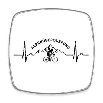 Alpenüberquerung Herzkurve Puls - Fahrrad Grunge - Viereckiger Kühlschrankmagnet - Weiß - Vorne