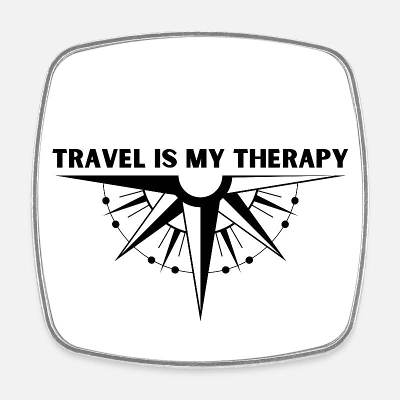 TRAVEL IS MY THERAPY (3) - Square fridge magnet - white