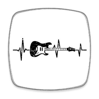 Guitare Heartbeat Guitare Electrique Guitariste - Magnet carré - blanc - Devant