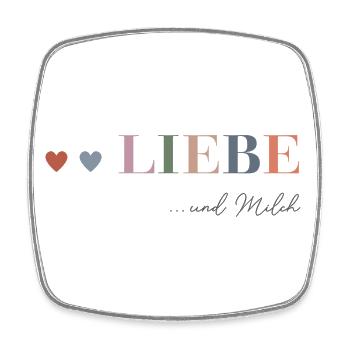 LIEBE UND MILCH - Viereckiger Kühlschrankmagnet - Weiß - Vorne