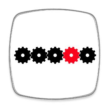 Gears in black and red - Square fridge magnet - white - Front