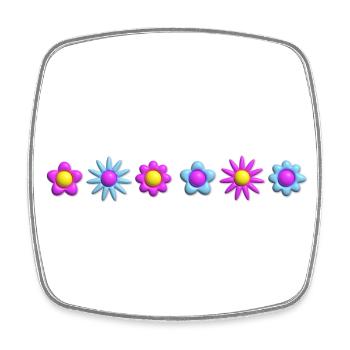 Fleurs en fleurs en rangée 3D - Magnet carré - blanc - Devant