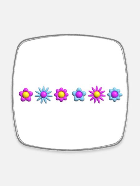 Flowers Blossoms in Row 3D - Square fridge magnet - white