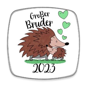 Großer Bruder 2023 - Süße Igel Geschenk Idee - Viereckiger Kühlschrankmagnet - Weiß - Vorne