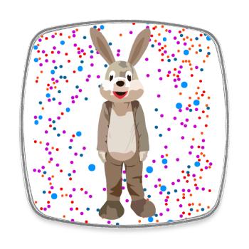 Ein Hase mit coolem bunten Farbpunkten Hintergrund - Viereckiger Kühlschrankmagnet - Weiß - Vorne