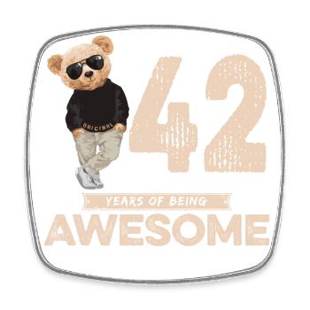 42 Years of being Awesome Teddy Bear - Viereckiger Kühlschrankmagnet - Weiß - Vorne