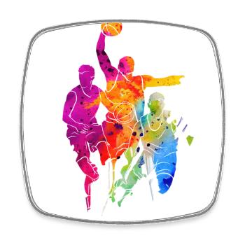 BASKET-BALL - Magnet carré - blanc - Devant