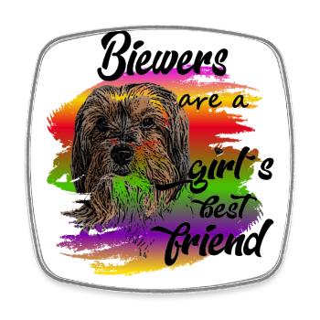 Biewer Terrier, drôle belle disant dames - Magnet carré - blanc - Devant