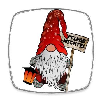 Pflege Wichtel Weihnachtsgnom - Viereckiger Kühlschrankmagnet - Weiß - Vorne