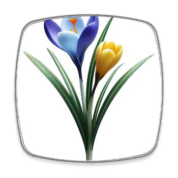 blue yellow crocus blossom spring flower floral - Square fridge magnet - white - Front