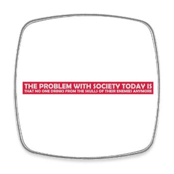 drinks from enemies skulls - Square fridge magnet - white - Front