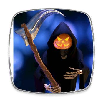Der Sensenmann zu Halloween - Viereckiger Kühlschrankmagnet - Weiß - Vorne