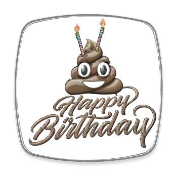 Happy birthday Poo with two candles - Square fridge magnet - white - Front