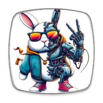 Robohase - Viereckiger Kühlschrankmagnet - Weiß - Vorne
