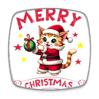 Joyeux Noël Catmas chaton noël dernière minute - Magnet carré - blanc - Devant