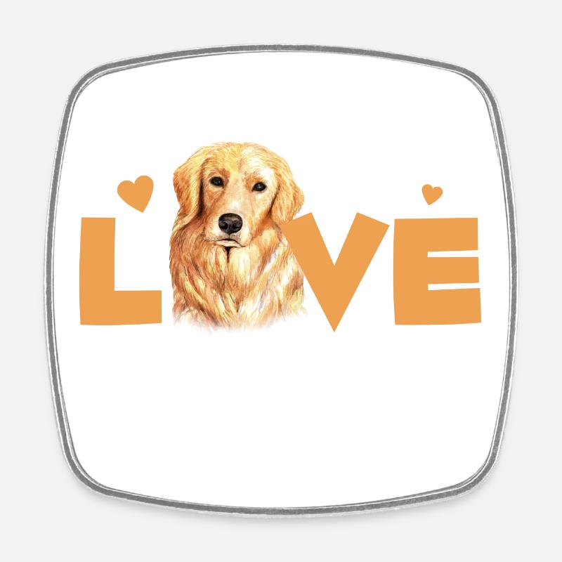 Golden Retriever Love - Square fridge magnet - white