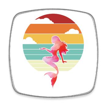 Mermaid Beauty Retro Fin Sparkle Sea Elegant - Square fridge magnet - white - Front
