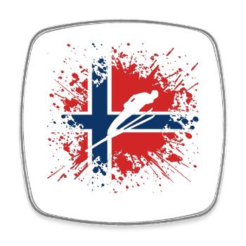 Skispringer Norwegen NO Wintersport Flagge Splash - Viereckiger Kühlschrankmagnet - Weiß - Vorne