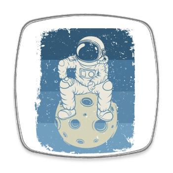 Astronaute Retro Universe Vintage Space Indie - Magnet carré - blanc - Devant