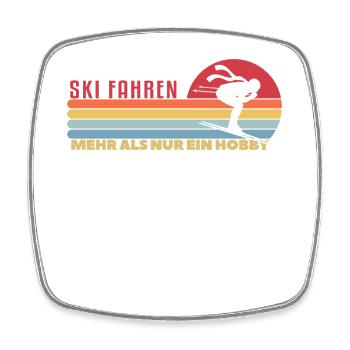 Ski Wintersport Retro Skifahrer Skifahren Vintage - Viereckiger Kühlschrankmagnet - Weiß - Vorne