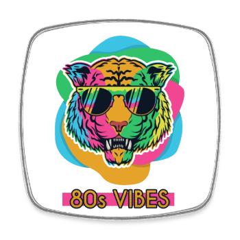 80's Vibes Retro Tiger 80s Vintage Party Cool - Square fridge magnet - white - Front