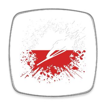 Skispringer Polen PL Wintersport Flagge Splash Ski - Viereckiger Kühlschrankmagnet - Weiß - Vorne