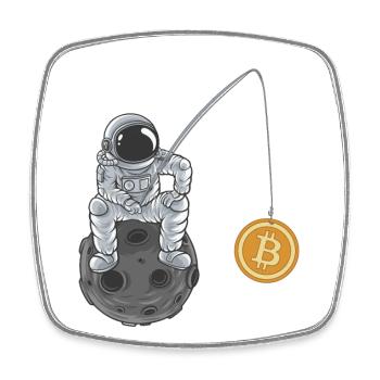 Bitcoin Moon Fishing Blockchains Crypto Bitcoin - Square fridge magnet - white - Front
