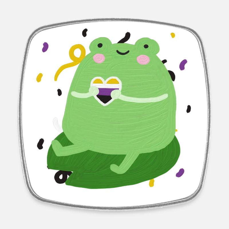 Grenouille douce avec des couleurs de drapeau de fierté non binaires - Magnet carré - blanc
