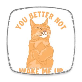 You Better Not Wake Me Up Hauskatze Miezekatze - Viereckiger Kühlschrankmagnet - Weiß - Vorne