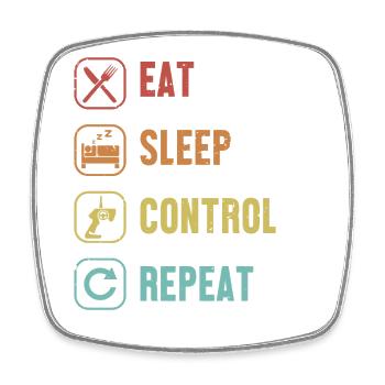 Eat Sleep Control Repeat Drag Racing RC Car Slot - Square fridge magnet - white - Front