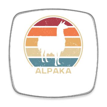 Retro Alpaka Huacaya Pako Lama Alpakazüchter - Viereckiger Kühlschrankmagnet - Weiß - Vorne