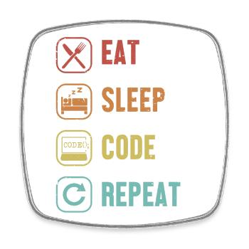 Eat Sleep Code Repeat Softwareingenieur Coder - Viereckiger Kühlschrankmagnet - Weiß - Vorne