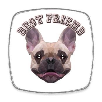 Best Friend Vierbeiner Wauwau Hund Französische - Viereckiger Kühlschrankmagnet - Weiß - Vorne