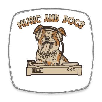 Music and Dogs Wauwau Rüde Vierbeiner - Viereckiger Kühlschrankmagnet - Weiß - Vorne