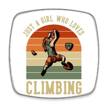 Just a Girl who Loves Climbing Escalade sur bloc - Magnet carré - blanc - Devant