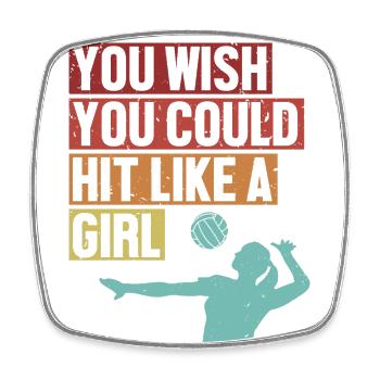 Hit like a Girl Volleyballspieler Volleyballfreak - Viereckiger Kühlschrankmagnet - Weiß - Vorne