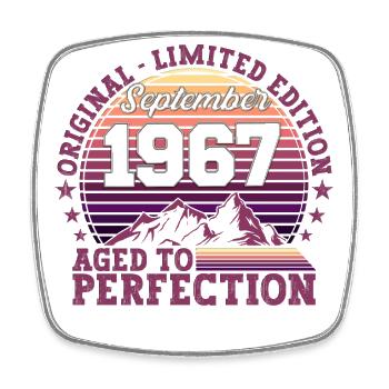 Original September 1967 55th birthday gift - Square fridge magnet - white - Front