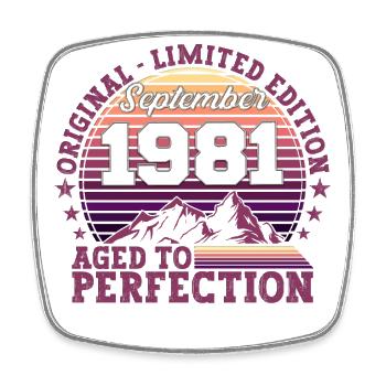 Original September 1981 41st Birthday Gift - Square fridge magnet - white - Front