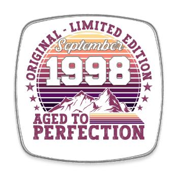 Original September 1998 24th Birthday Gift - Square fridge magnet - white - Front