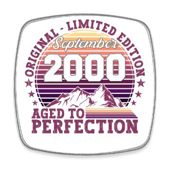 Original September 2000 22nd Birthday Gift - Square fridge magnet - white - Front