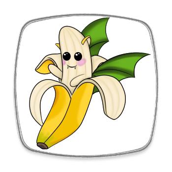 Chauve-souris banane - Magnet carré - blanc - Devant