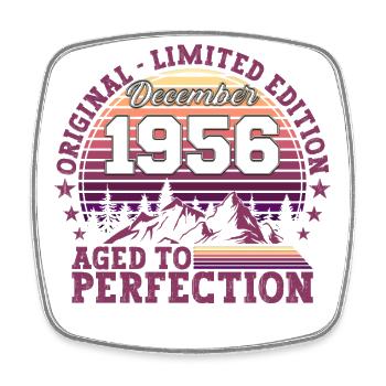 Cadeau original du 66e anniversaire de décembre 1956 - Magnet carré - blanc - Devant