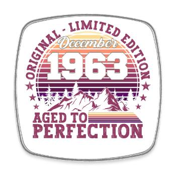 Original Dezember 1963 59. Geburtstag Geschenk - Viereckiger Kühlschrankmagnet - Weiß - Vorne